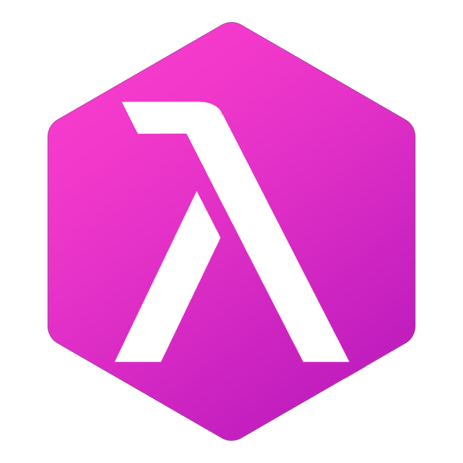 Programming Language Society logo. A monospace lambda symbol overlayed onto a white-stroked pink gradient-filled hexagon.